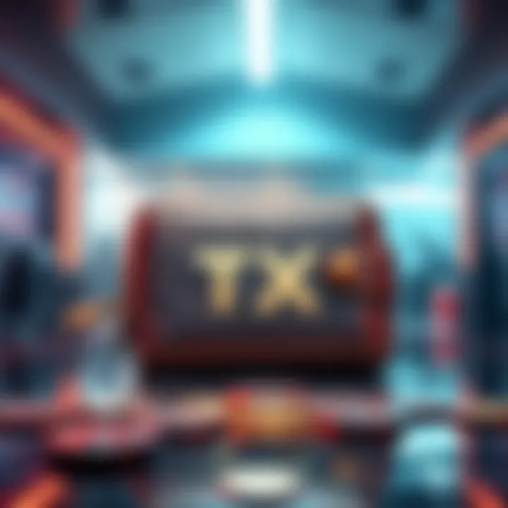 A digital representation of a stolen cryptocurrency wallet with a background depicting a tax office and security concerns.