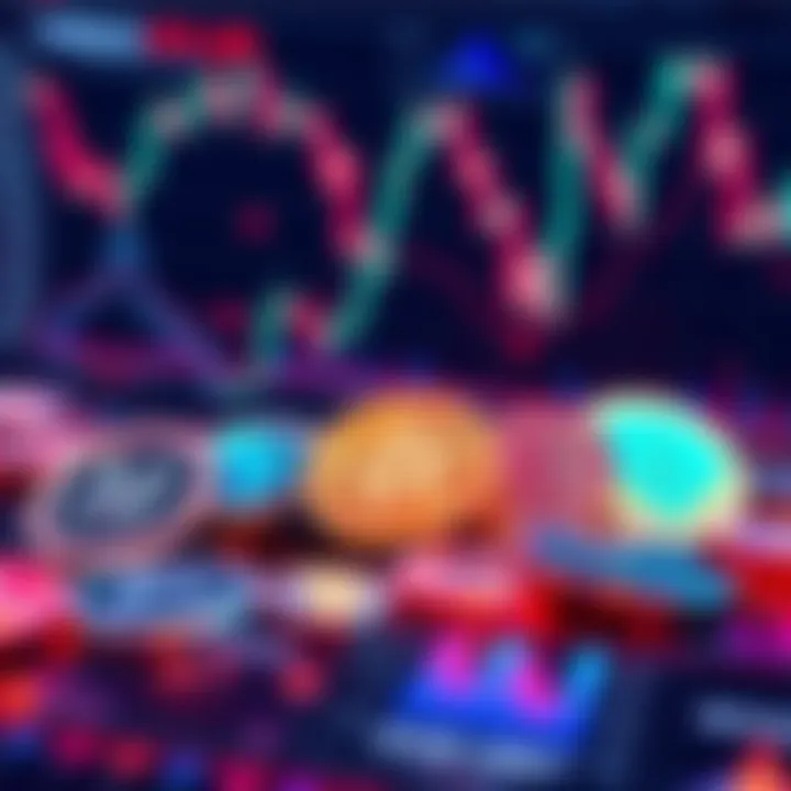 Cryptocurrency Investment Analysis A graphic showing various cryptocurrencies like XLM, XRP, HBAR, LCX, ADA, ONDO, and DOVU with investment charts and symbols