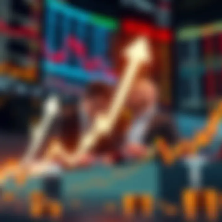 Cryptocurrency Surge Graph showing the rise of ZEC and $CYPH with arrows pointing up, indicating market growth, and a background of excited investors looking at charts.