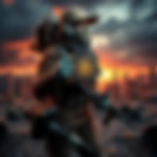 A person in survival gear holds a hardware wallet and seed phrases while standing in a post-apocalyptic landscape with ruins around them.