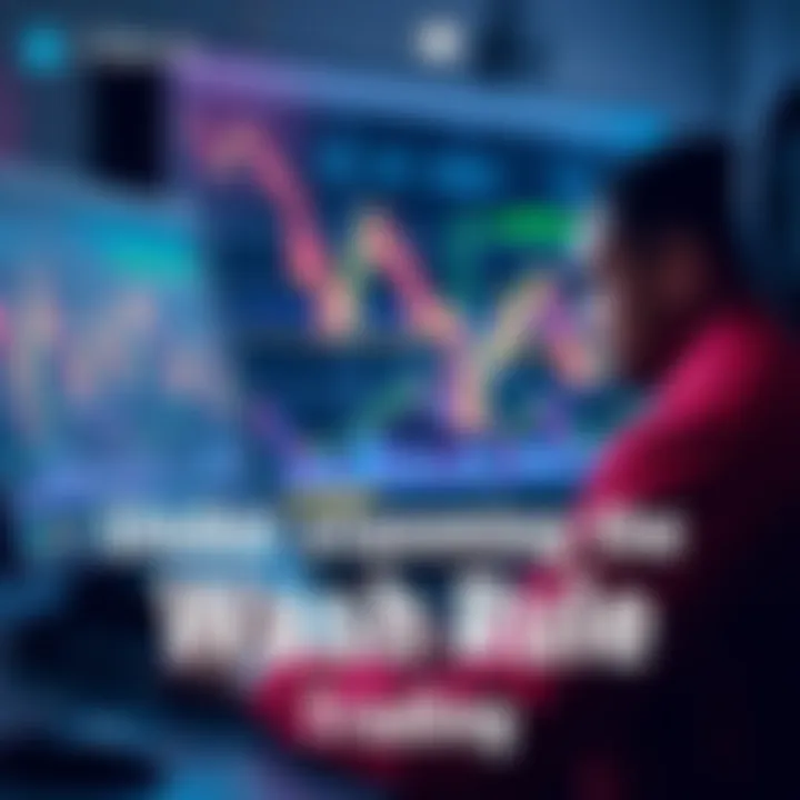 A person analyzing cryptocurrency charts and data on a computer screen, illustrating the wash rule in trading.