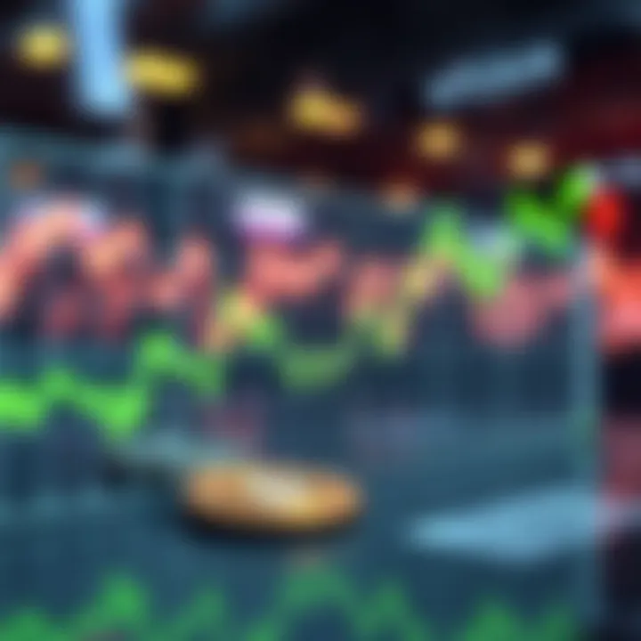 A line chart depicting the rise and fall of altcoin values over time, with upward trends highlighted in green.