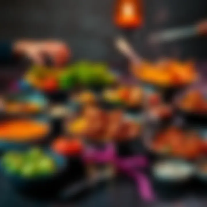 Culinary Journey A colorful array of dishes representing different cultures and culinary traditions served on a table
