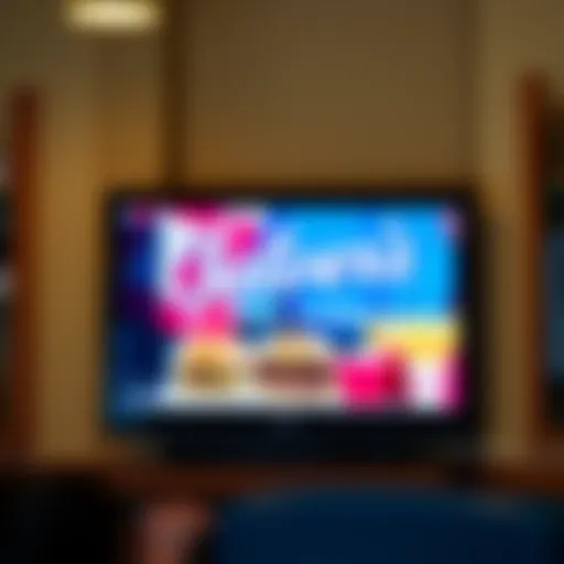 A television screen showing a colorful 5-second ad from Culver's featuring their burgers and fries, capturing viewer attention quickly.
