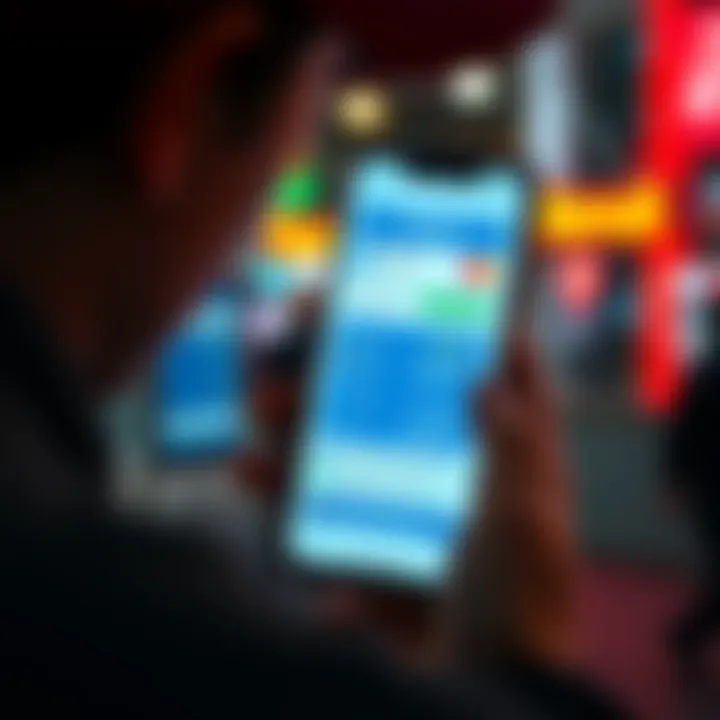 Person looking at a phone displaying the Revolut app with currency exchange rates, concerned about transferring a large amount of money.