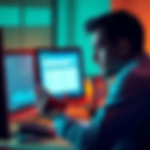 A frustrated customer looking at a computer screen displaying Coinbase's interface with loan information
