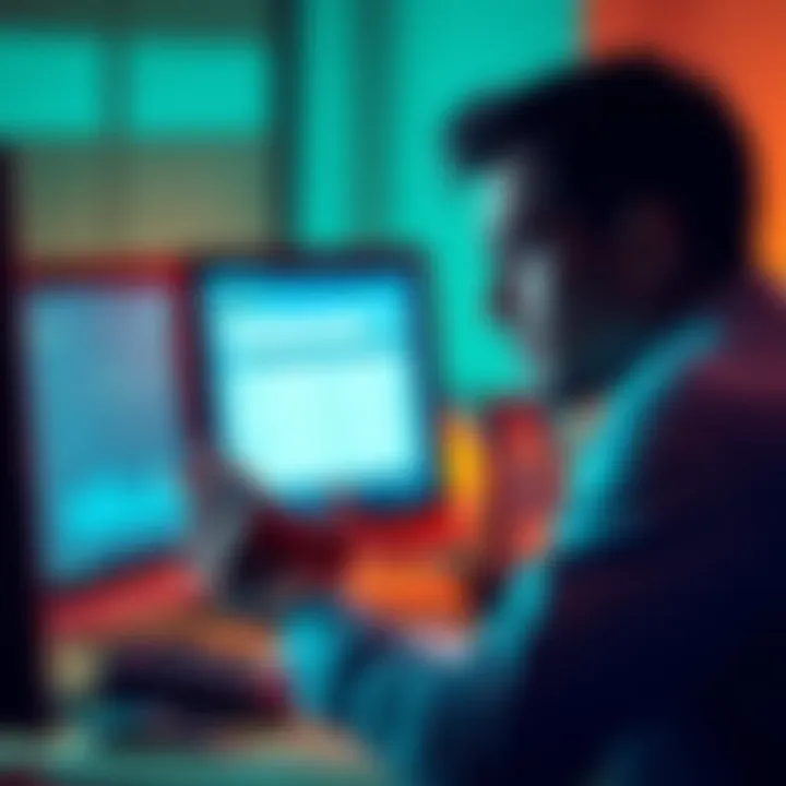 A frustrated customer looking at a computer screen displaying Coinbase's interface with loan information