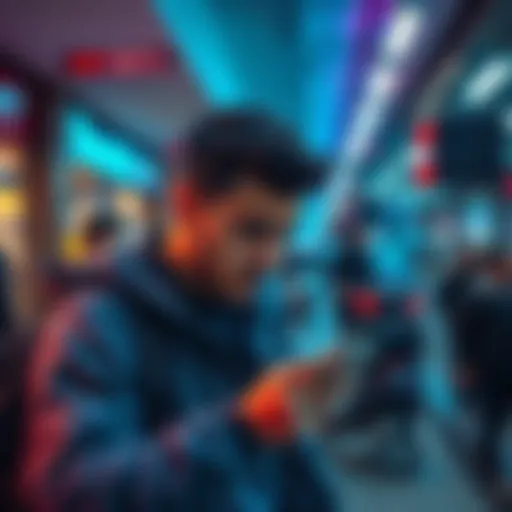 Frustrated traveler looking at phone with low data signal