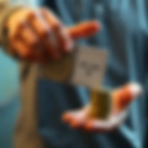 A person holding a parcel with a coin stack next to it, representing daily earnings.