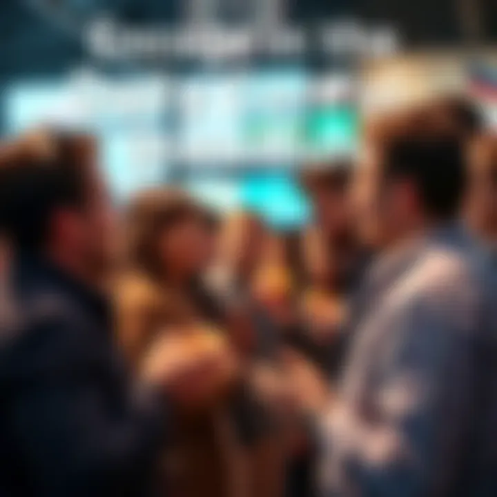 People discussing in a group A group of people engaged in a lively discussion, some holding donuts, representing the Daily General Discussion event.