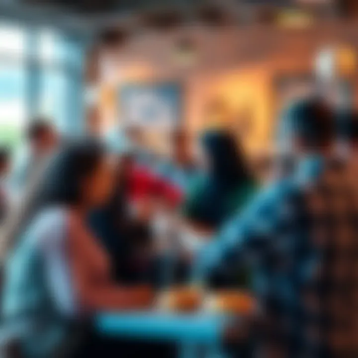 People engaging in a lively discussion about various topics, including donuts, in a community setting.