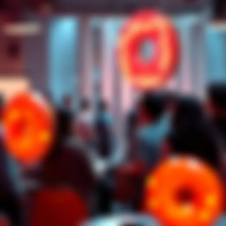 People engaging in a lively discussion about donuts at a forum.