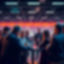 People exchanging trading strategies and ideas in a lively discussion