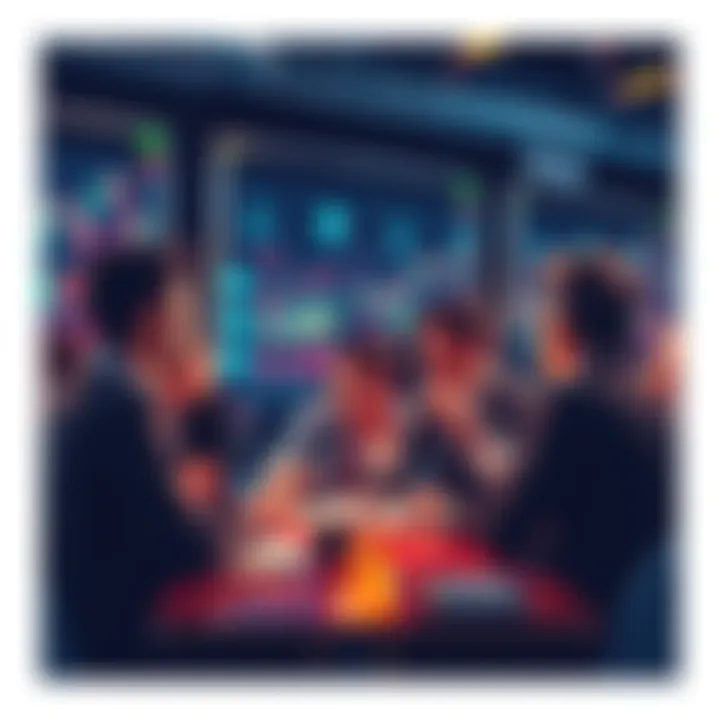 People engaging in a lively discussion about trading strategies and market trends