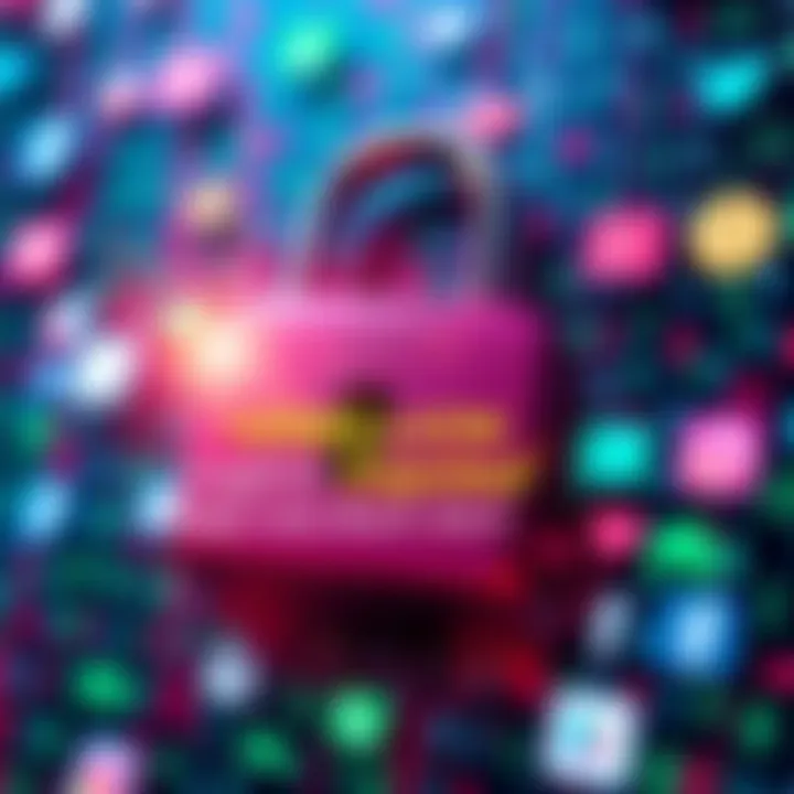 A graphic showing a lock with binary code and icons of social media platforms, highlighting exposed logins and security concerns.