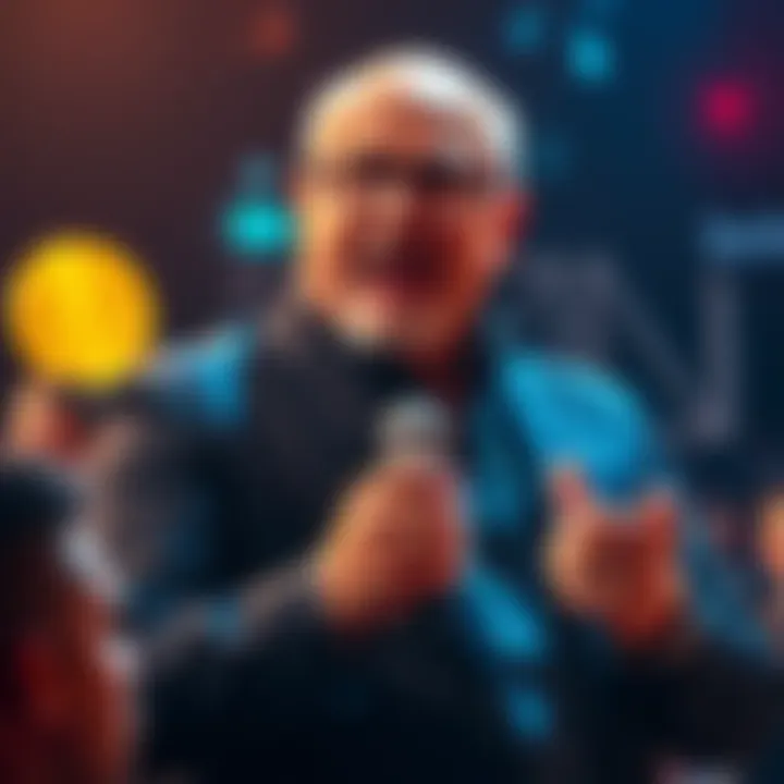 Dave Ramsey making a strong statement about Bitcoin investment in front of an audience