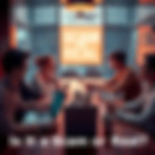 People discussing whether a project is a scam or legitimate at a table with laptops and coffee cups