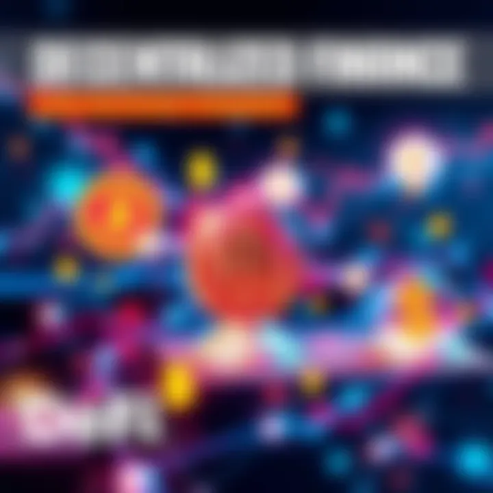 Decentralized Finance Concept An illustration of decentralized finance features with blockchain symbols and currency icons, highlighting resilience and innovation in financial systems.