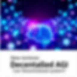 Decentralized AGI Concept An illustration showing a network of interconnected nodes symbolizing decentralized systems, with a brain graphic representing artificial intelligence using ternary logic, surrounded by evolving patte...