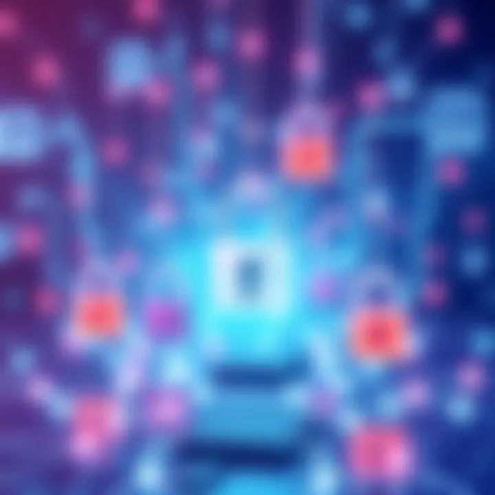 A digital illustration showing interconnected devices representing IoT and e-learning platforms with secure locks symbolizing decentralized authentication.