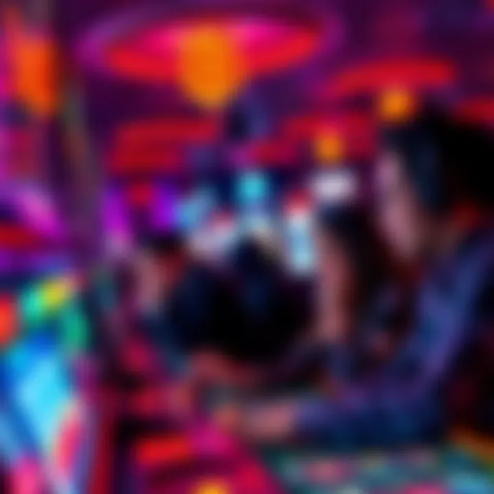 People playing at a decentralized casino, focusing on their screens displaying crypto transactions and gaming activities.