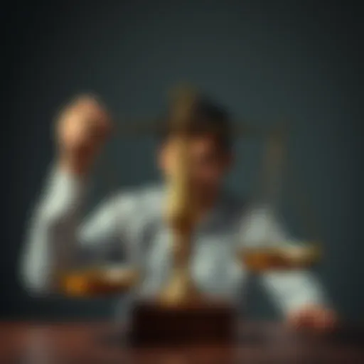 A person weighing options with a scale, looking thoughtful and analyzing choices