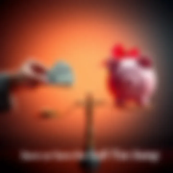 A person weighing options, with one hand holding cash and the other holding a piggy bank, representing financial choices.