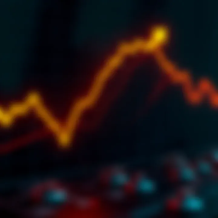 Decline of Pi Cryptocurrency Graph showing steep decline in Pi's value over time with arrows indicating downward trend