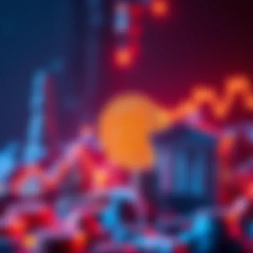 A graphic showing a downward trend in Bitcoin's value alongside banks collecting transaction fees, symbolizing challenges for cryptocurrencies.