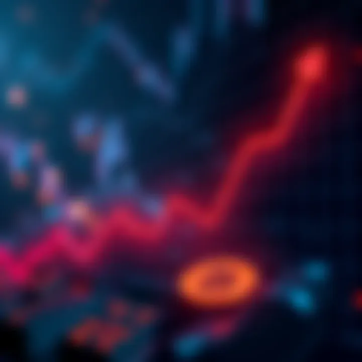 A graph showing a steep decline in cryptocurrency values with a red downward trend line, representing recent market struggles.