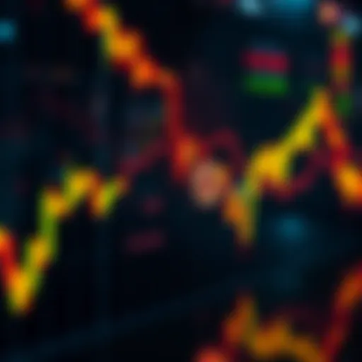 A graph showing a downward trend in cryptocurrency prices, with Bitcoin standing out.