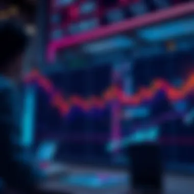 Declining Market Trends Graphs showing downward trends in the stock market with worried investors in the background.