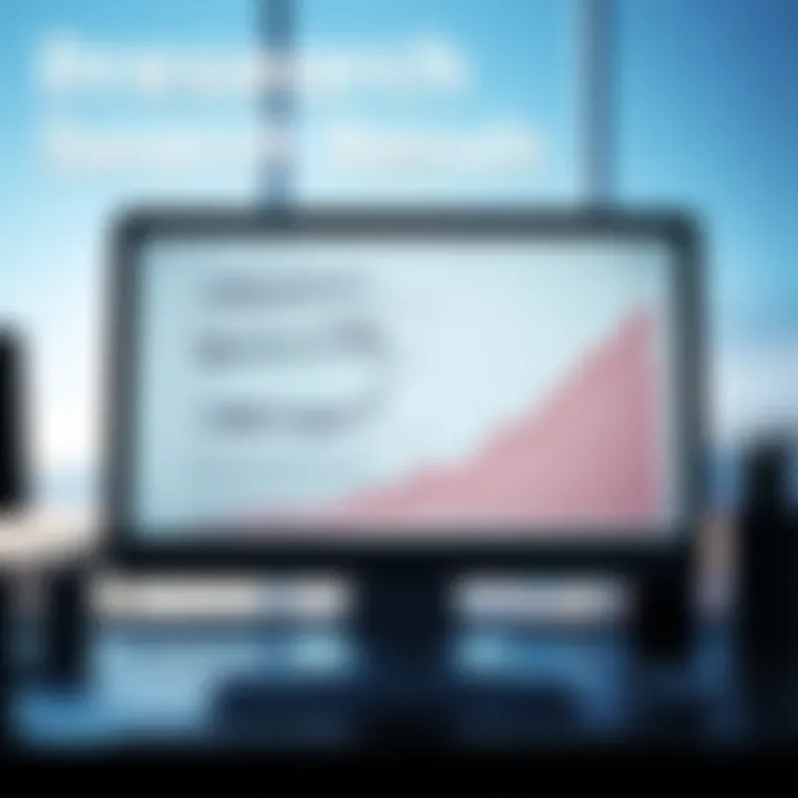 A computer screen displaying messy search results with irrelevant content while a graph shows a downward trend.