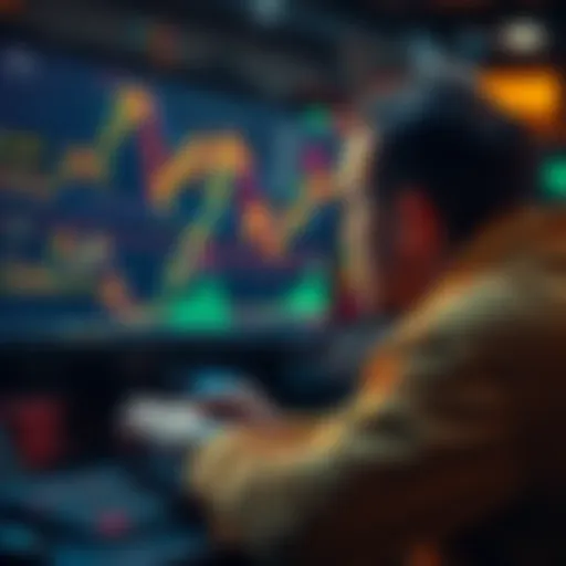 A person looking at a computer screen filled with cryptocurrency charts and gambling chips, highlighting the risky nature of investing in DeFi.