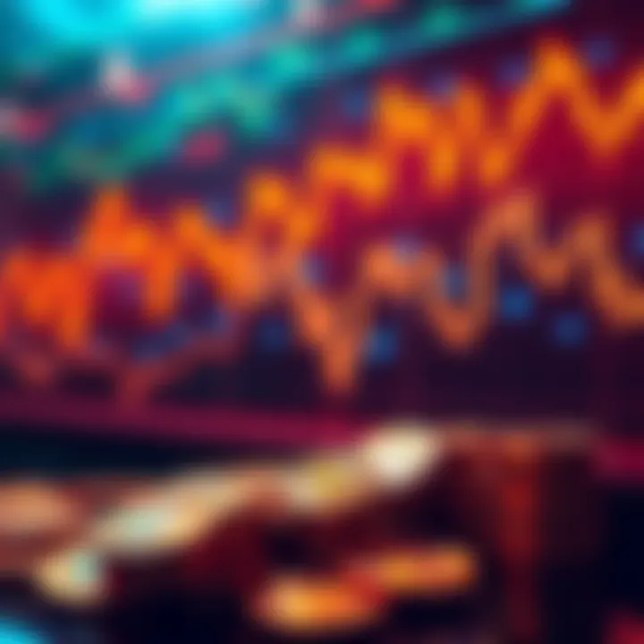 A graphical representation showing fluctuating charts and coins symbolizing risks in DeFi, highlighting the potential dangers for users.