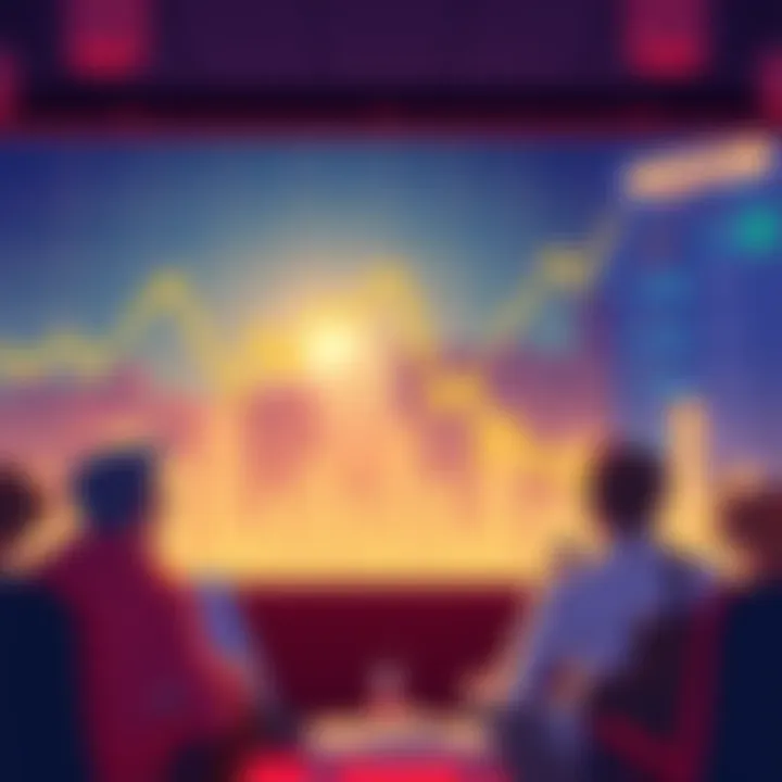 An illustration showing a downward trend in crypto prices with worried investors watching as their collateral gets liquidated, symbolizing the risks in DeFi.