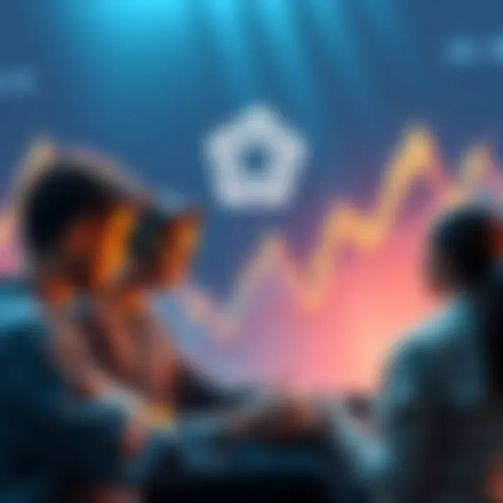 DeFi and Retail Users A graphic showing a diverse group of people looking at cryptocurrency charts and discussing DeFi technology with the Cardano logo in the background.