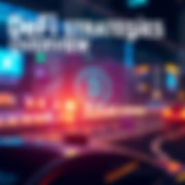 A graphic showing various decentralized finance strategies focusing on risk management and sustainability in finance