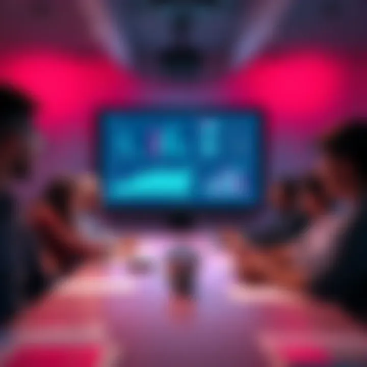 A team meeting focused on security strategies for AI agents in Decentralized Finance, with charts and data on a screen.