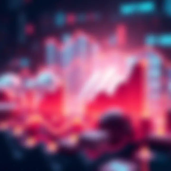 DeFi Token Models Analysis An infographic showing rising and falling charts representing DeFi token models, with icons illustrating user engagement and sustainable practices.