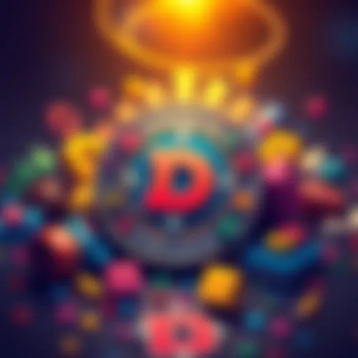 A vibrant coin with the Degen logo surrounded by colorful representations of crypto symbols and community icons, showcasing the lively spirit of cryptocurrency culture.