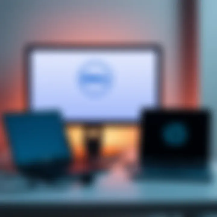 A Dell desktop computer serving as a monitor for an HP laptop, with cables clearly visible, set up on a desk.
