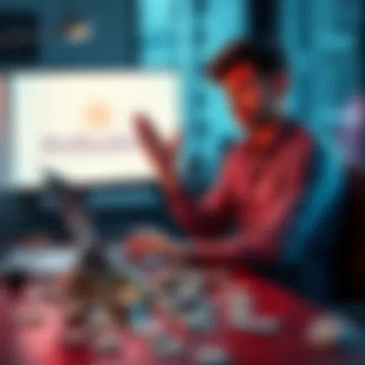 A frustrated person sitting at a desk with a laptop, looking at a screen displaying the Polkadot App logo, with money scattered on the table, symbolizing lost investment.