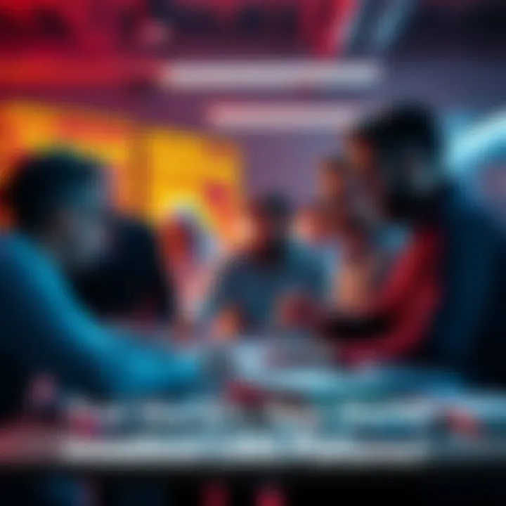 A group of developers collaborating on a project related to headless CMS platforms, sharing ideas and feedback.