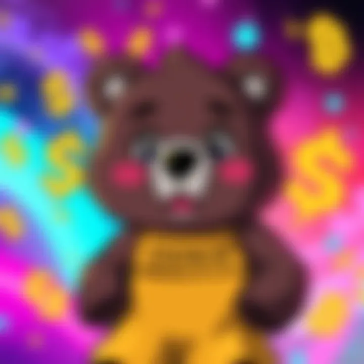 A cartoonish dropbear character representing the $DGENBEAR memecoin, set against a vibrant background with crypto symbols.