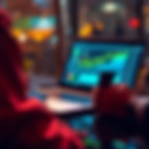 A person analyzing graphs and charts on digital currency investments with a laptop and smartphone.