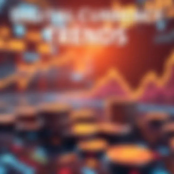 Digital Currency Trends A futuristic concept of digital currency exchange with virtual coins and graphs showing market growth.