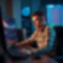 A man sits at a desk staring at his computer screen with a worried expression, symbolizing regret over a bad betting decision on Litecoin.