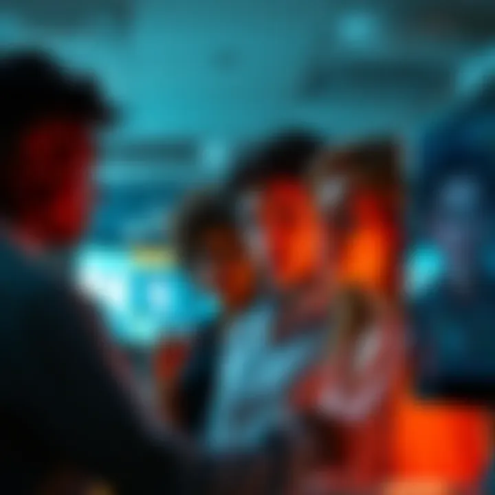 A group of people with worried expressions staring at a computer screen displaying disappointing news about DNP.