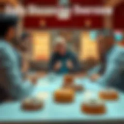 People engaging in discussion with donuts on the table